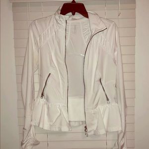 White ruffled Zella workout jacket